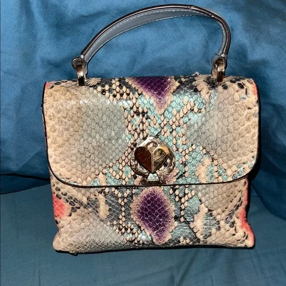 KATE SPADE RARE Romy Purple Python Embossed Snakeskin Patterned Handbag - Picture 6 of 6